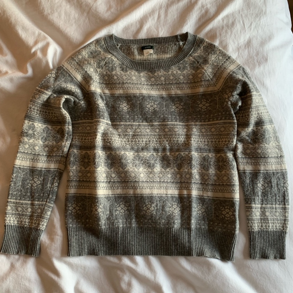 J.Crew Grey Fair Isle Sweater